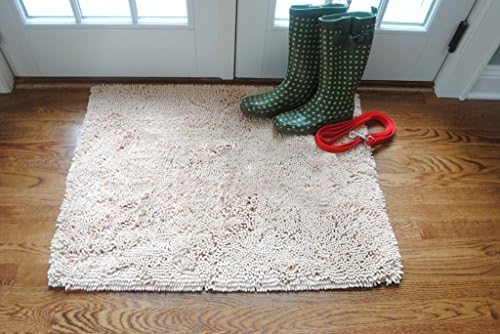 Soggy Doggy Microfiber Chenille Doormat for Wet Dog Paws, Large 26 x 36 Inch, Beige No Bone