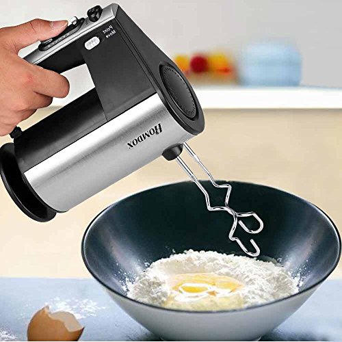 Homdox Handrührer 10 Geschwindigkeiten mit Turbo und Auswurftaste, 4 Edelstahl Rührstäben und Knethaken 250W Elektrische Handmixer - 4