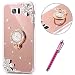 Produktbild Galaxy S8 Plus Silikon Schutzhülle, Hpory Glitzer Ring Fingerhalterung Ständer Halter Transparent TPU Silikon Hülle TPU Bumper Tasche Handytasche Schutzhülle für Samsung Galaxy S8 Plus-(Roségold)