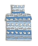 beties Schäfchen zählen Kinderbettwäsche ca. 100x135 + 40x60 cm weiche Biber-Qualität 100% Baumwolle Farbe Himmelblau 1 Set