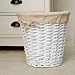 White waste paper wicker bin basket
