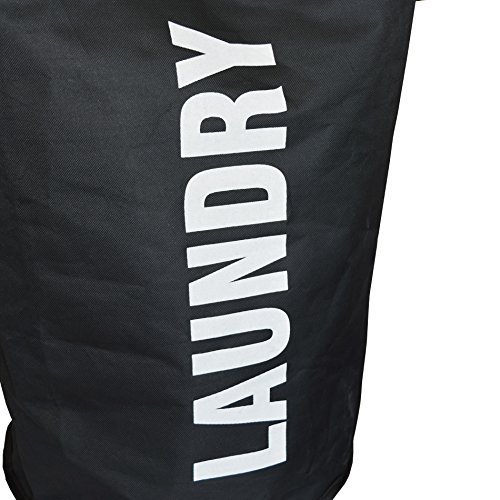 Rebecca Srl Wäschekorb Rucksack 2 Griffe schwarz Stoff faltbar schmutzabweisend Wäscherei (Code RE4723) - 2