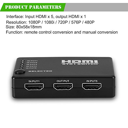 merkmak 5 Port Video HDMI Switch Splitter HDTV 1080P PS3 DVD + IR-Fernbedienung HDTV 5 Eingang 1 Ausgang Laptop für HD-DVD sky-hd STV PS3 XBOX 360 - 3