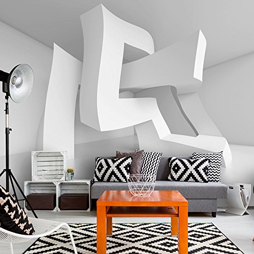 FOTOTAPETE 400x280 cm - VLIES TAPETE PREMIUM - PROFI QUALITÄT - Top moderne Wanddeko - Riesen Wandbild - Top Design Tapete - Neue exklusive Edition mit noch besser Druckauflösung - Deutsches Premium Vlies - weiß 3D Abstrakt optisch a-B-0040-a-a