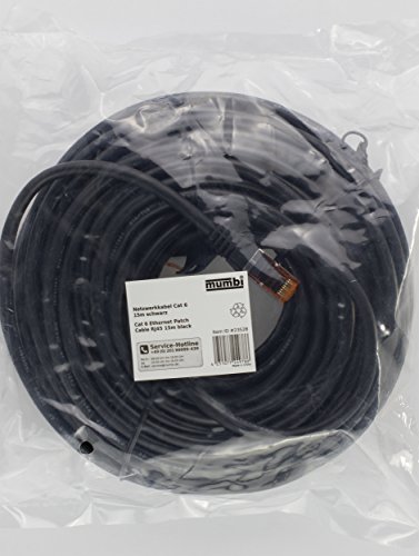 mumbi 15m Cat.6 Ethernet Lan Netzwerkkabel – Cat.6 FTP (RJ-45) 15 Meter Kabel in schwarz - 6