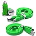 Produktbild Amazon Fire Mobile Phone Qualitativ hochwertiger ultra-kompakter kugelförmiger Zigarettenanzünder-Anschluss USB Reise-Ladeadapter fürs Auto mit 1m Anti-Tangle-USB-Flachdatenkabel / Transfer- / Synchronisier-Kabel - Grün / Green - Von Gadget Giant®