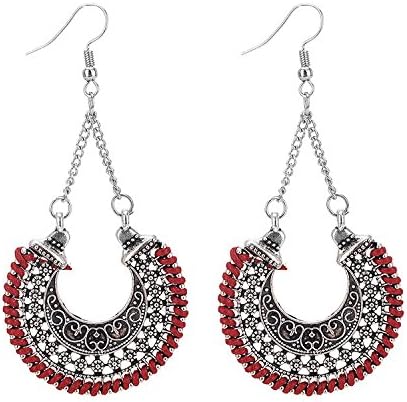 Dana Carrie Europe, the United States exaggerated exposed carved earrings retro metal Braid U-braided flowers ears ear fall into the red