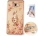 Produktbild ISENPENK Samsung Galaxy S6 edge(2015)Ring Hülle,Ultra Slim Soft TPU Silikon Pattern Transparent Schutzhülle,3D Bling Glitzer Strass Durchsichtig Weichem Silicone Thin Handy Hülle,Butterfly Blume Kristall Diamant Glänzend Stoßdämpfend Spiegel Schutz Crystal Case Tasche Etui Bumper mit Diamant Ring Halter Ständer Standfunktion Wasserdicht Case für Samsung Galaxy S6 edge(2015) 5.1 Zoll-[pfau stehend rosa]+Panzerglas Folie/ Display foile/ Schutzfolie