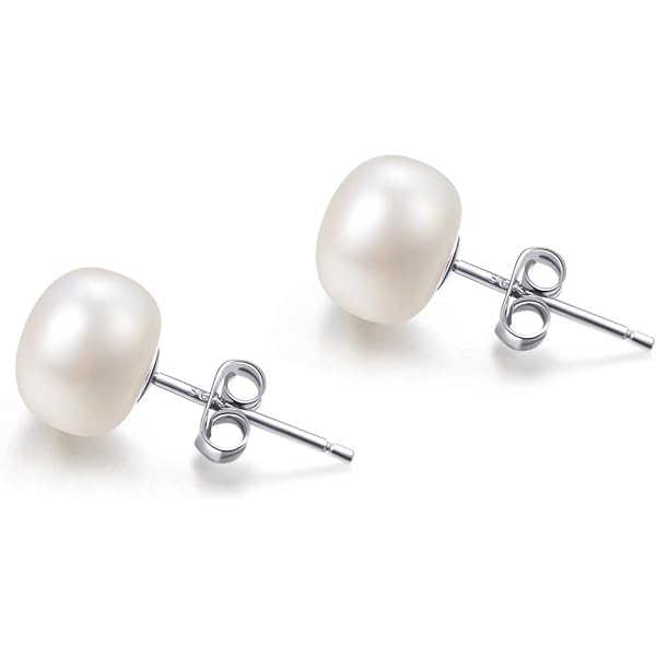 18 Karaat Wit Verguld Pareloorbellen voor Dames, 10MM Zoetwaterparels, 925 Sterling Zilver Sieraden, Cadeau voor Dames, un tamaño, Zilver, Parel