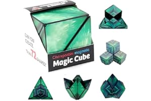 OSCUBE Magic Cube The Shape Shifting Box Magnetic Puzzle Box STEM/STEAM 3D Magnetic Magic Cube Box Fidget Toy Transforms Into Over 70 Shapes Puzzles,Brain-Teaser Magnet Toy (Green Earth)