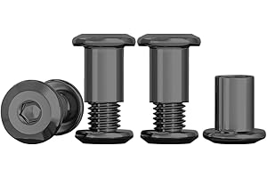 Drenky M5 X 10mm Connection Screws M5 Black Belt Buckle Binding Bolts 304 Stainless Steel Screw Post Rustproof Furniture Bolts Sleeve Nuts for Bed, Door, Table, Chair, Worktop, Cabinet, 10 Sets