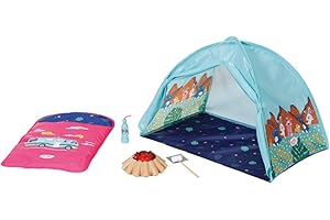 ‎ZAPF CREATION BABY born 832783 Weekend Camping Set - Doll Accessory Set, Doll Tent with Sleeping Bag, Campfire with Light Function, Marshmallow Stick and Soda Bottle, Pink