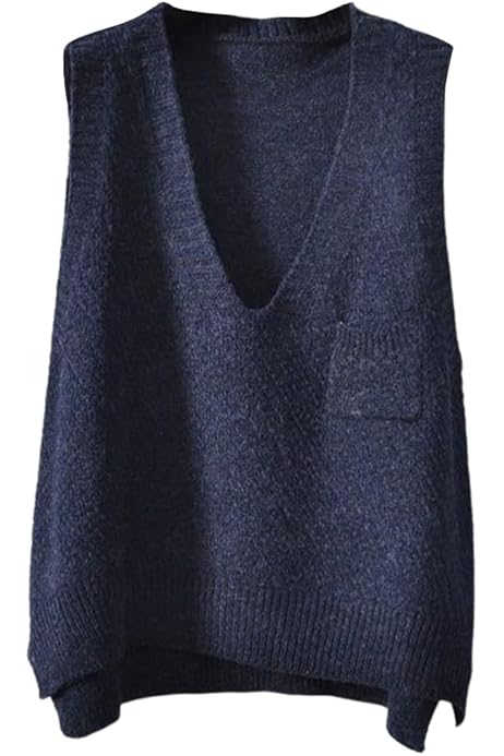 Pull Col V Sans Manche Gilet Sans Manches Oversize Femme Col En