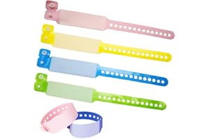 SwirlColor Id Armband Kinder, 100 Pack Einweg Event Armbänder PVC SOS Notfall Armband für Kinder Sicherheits Armband- (Rosa+Gelb+Blau+Grün)