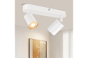 TaFiCo Lampara Foco Techo LED 2 Focos - Lámpara de Techo Interior Blanco GU10 - Foco de Techo LED Moderno Orientable - Focos Para el Techo Salón Dormitorio Cocina - Sin Bombilla