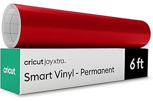 Cricut Vinyle Adhésif Permanent – Rouge – 24,1 cm x 1,8 m | Rouleau de Vinyle Adhésif pour, Fenêtres, Céramique, Plastique | Compatible avec toutes les machines Cricut | Joy Xtra Smart Vinyl