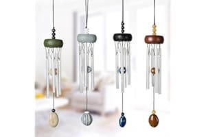 TOPBESTOR Mini-Windspiele im Freien Gedenk-Windspiele für draußen Kleine Windspielglocken mit Achat-Glockenspiel für Garten-Balkon-Wohnkultur,27X4 cm,1 Stück