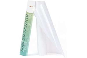 HTVRONT Vinilo Textil Termoadhesivo para Sublimación 30.48 x152.4cm, Sublimación Vinilo HTV Colores Vivos para Tela de Algodón de Color Claro, Adecuado para Papel Sublimación