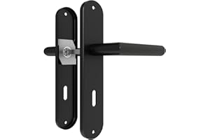 AwmnSrman Türgriffe Innentüren Schwarz Türklinke Türbeschlag Drückergarnitur Zimmertür Garnitur 72MM-BB-Buntbart Set 1er-Set Moderne Edelstahl 2 Türklinken & 2 Langschilder 240 * 50 mm