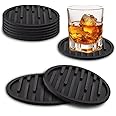 Elvenza Coasters Set of 6, Black Coaster, Silicone Coasters, Drinks Coasters - Perfect for Home Decor and Gifts.