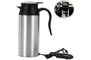 XEERUN Auto Wasserkocher, 750ml Auto-Heizbecher, 12/24v Reisewasserkocher, Wasserkocher für Auto, Electric kettle, Elektrischer Teekocher mit Zigarettenanzünder, für Heißwasser Kaffee Tee Lkw KFZ Camping