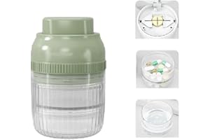 Lomonmen Portable Pill Splitter & Organizer - Cuts Small Pills in Half or Quarter, Suitable for Elderly, Kids, Dogs & Cats - Round, Green