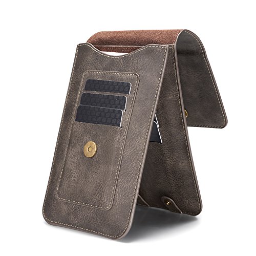 Vandot cassa del sacchetto della clip verticale Telefono custodia,Custodia a sacchetto per smartphone universale portafoglio verticale con attacco cintura moschettone,Full body Cover Skin Shell Per Iphone X/8/8plus/7/7plus/6/6s/6 plus/6s plus/5/5s/5C/5G/SE/Huawei mate 10/P9 lite/p8 lite/p10 lite/P8/P9/P10,Samsung Galaxy S9/S9 Plus/S8 Plus /S8/ /A3/A5/A7/J3/J5/J7 2017/Sony Xperia XZ/XA, HTC 10, LG K10 /K8 2017,porta carte di credito con Clip per cintura e supporto verticale,Grigio