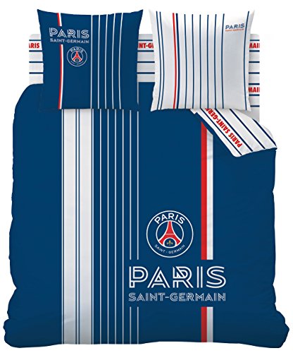 CTI 042328 PSG Housse de Couette 240 x 220 cm + 2 Taies 63 x 63 cm Coton Rouge/Blanc