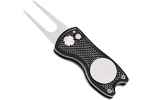 SGERUFZ Golf Reparatur Pitchgabel, Edelstahl Golf Divot Multifunktion Tool mit Pop-up-Taste und Ball Marker, Switchblade Golf Pitchgabel Tragbares Golf Reparaturzubehör (Edelstahl)
