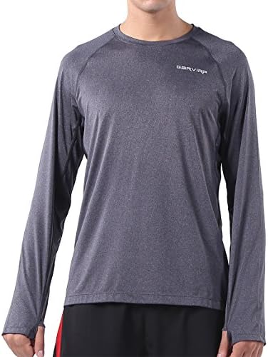 Garvirp Men's Tech Long Sleeve T-Shirt Workout Tee Training Top Heather Gray M