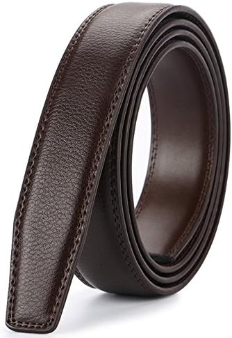 HW Zone Men's Belt Genuine Leather Ratchet Belt without Automatic Buckle (Brwon, 125CM)