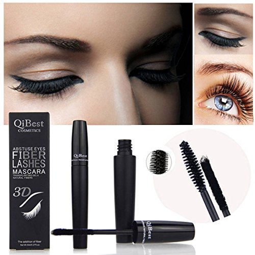 LuckyFine 2Pcs/Set Makeup Eyelash Long Curling Fiber 3D Mascara Eye Lashes Extension Black