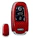 Produktbild FancyAuto Autoschlüssel Abdeckung Fall Halter Kohlefaser 3 Taste Smart Remote Key Fall für Audi A4L A5 A6L A7 A8L Q5 (rot)