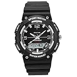 Eizur Unisex Analog Digitale Armbanduhr 30M Wasserdicht Sportuhr Uhren Militär Marke Uhr LED Licht Elektronisch Armbanduhren Multifunktion Stoßfest Sportuhren mit Stoppuhr Datum Kalender Alarm für Männer Damen Jungen - Schwarz