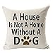 Produktbild KissenbezugVovotrade 45cmx45cm / 18 x18 "Quadrat Kissenbezug Best Dog Lover Geschenke Pet Geschenke Brief gedruckt" Ein Haus ist kein Zuhause ohne einen Hund "Slogan Cotton Leinen Dekokissen Fall Kissenbezug Home Decor (1, 18"x18" /45cm*45cm)