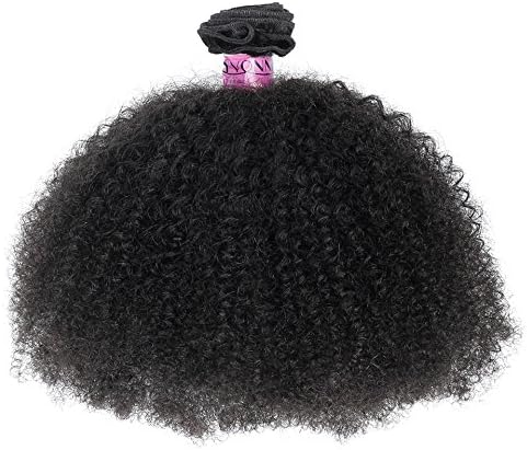 16” Mongolian Afro Kinky Curly Hair Extensions 100% Remy Human Hair Weft 4B 4C Afro Kinky Curly Hair Weave For African American Black Women 100G 1Bundle Natural Black (40CM/ 16INCH)