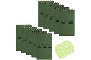 LZYMSZ 10PCS Notebook Impermeabile, Quaderni a Spirale Resistenti al tatto per tutte le Condizioni Atmosferiche, 3 "x 5" Tascabile Note Promemoria Carta a Griglia verde per la Scuola Domestica