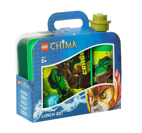 Preisvergleich Produktbild LEGO Lizenzkollektion 40591719 - Legends of Chima Frühsstücksset mit Brotdose und Trinkflasche, Motiv Cragger, grün