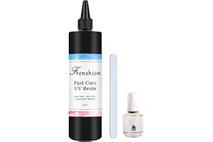 FRENSHION 500G Fast Cure UV Resin-Upgrade Alta Trasparenza Nessun Giallo Chiaro Duro Ultravioletto Resina UV + Brush File + 15ML Olio di Finitura