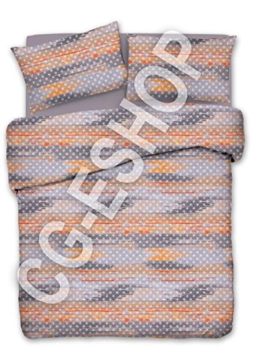 Duvet Cover Set Bed Single Bed 1P Stars Grey Orange