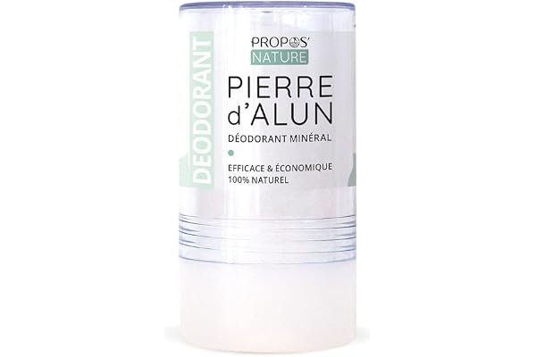 Déodorant Minéral Pierre d'Alun Bio - 115 g - 100% naturel - Sans Alcool - Sans Parfum - Sans Colorant - Sans Hlorydrate d'Aluminium ni Conservateur