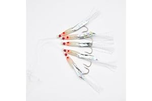 HEIBTENY Sabiki Lot de 3 paquets de plumes de maquereau pour la pêche avec 15 hameçons souples avec perles lumineuses pour maquereau, bar, pollock