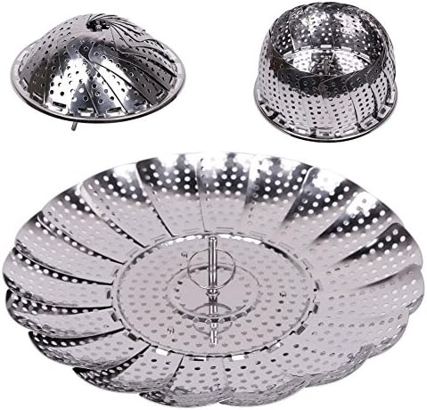 Casa Bonita Vegetable Steamer Basket Large - 100% Premium Stainless Steel Cook Steamer- Hook Insert - Steam Rice in an Instant - Use as Fruit Bowl - Kitchen Gift Cook Utensils For Easy Food Steaming