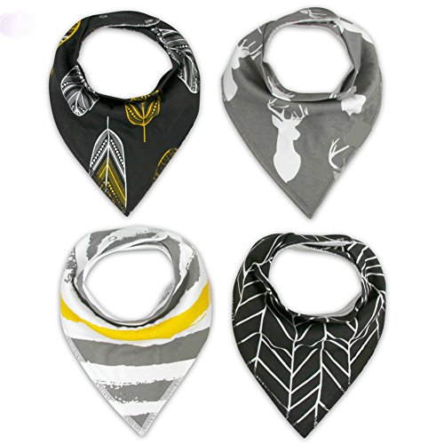 4er Baby Halstücher Lätzchen Dreiecktuch Dreiecktücher Baumwolle Babylätzchen Spucktuch Mit Druckknopf Verschiedene Stile - 2