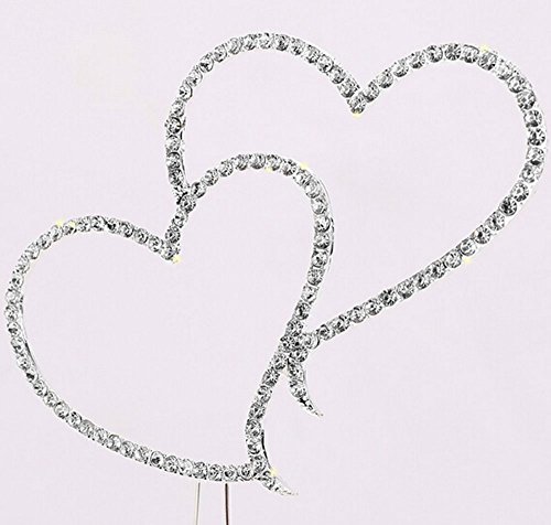 niceEshop(TM) Doppel Herz Design Strassstein Kristall Kuchendekoration Torten Topper - 2