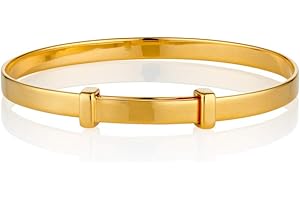 Molly Brown London 18ct Gold Plated Sterling Silver Signature Expandable Bangle. Christening Bangle | Baby Jewellery | Baby Keepsake | Baby Shower Gift​​​
