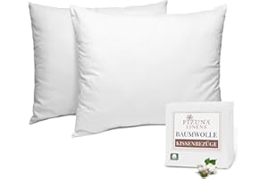 ‎PIZUNA Pizuna Baumwolle kissenbezüge 70x90 Packung mit 2 weißen, 400er Fadenzahl 100% langstapeliger Baumwolle Kissenbezug aus weichem Satin (weiße Kissenbezüge Set 70x90)