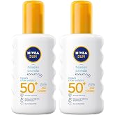 NIVEA SUN SPF50 Anında G&uuml;neş Koruyucu Sprey 200ml, Hassas Ciltler İ&ccedil;in Yatıştırıcı, UVA UVB Koruması (2 paketi)