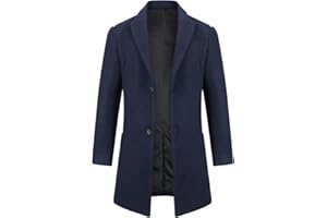 Allthemen Manteaux Homme en Laine Hiver Long Veste Trench Coat Chaud Slim Deux Boutonnages Pardessus Parka Coupe Vent