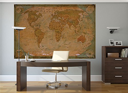 Fototapete Historische Weltkarte Wand-dekoration – Wandbild Retro Poster-Motiv by GREAT ART (210 x 140 cm) - 2